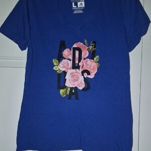 Adidas  Blue Tee with Floral Graphic